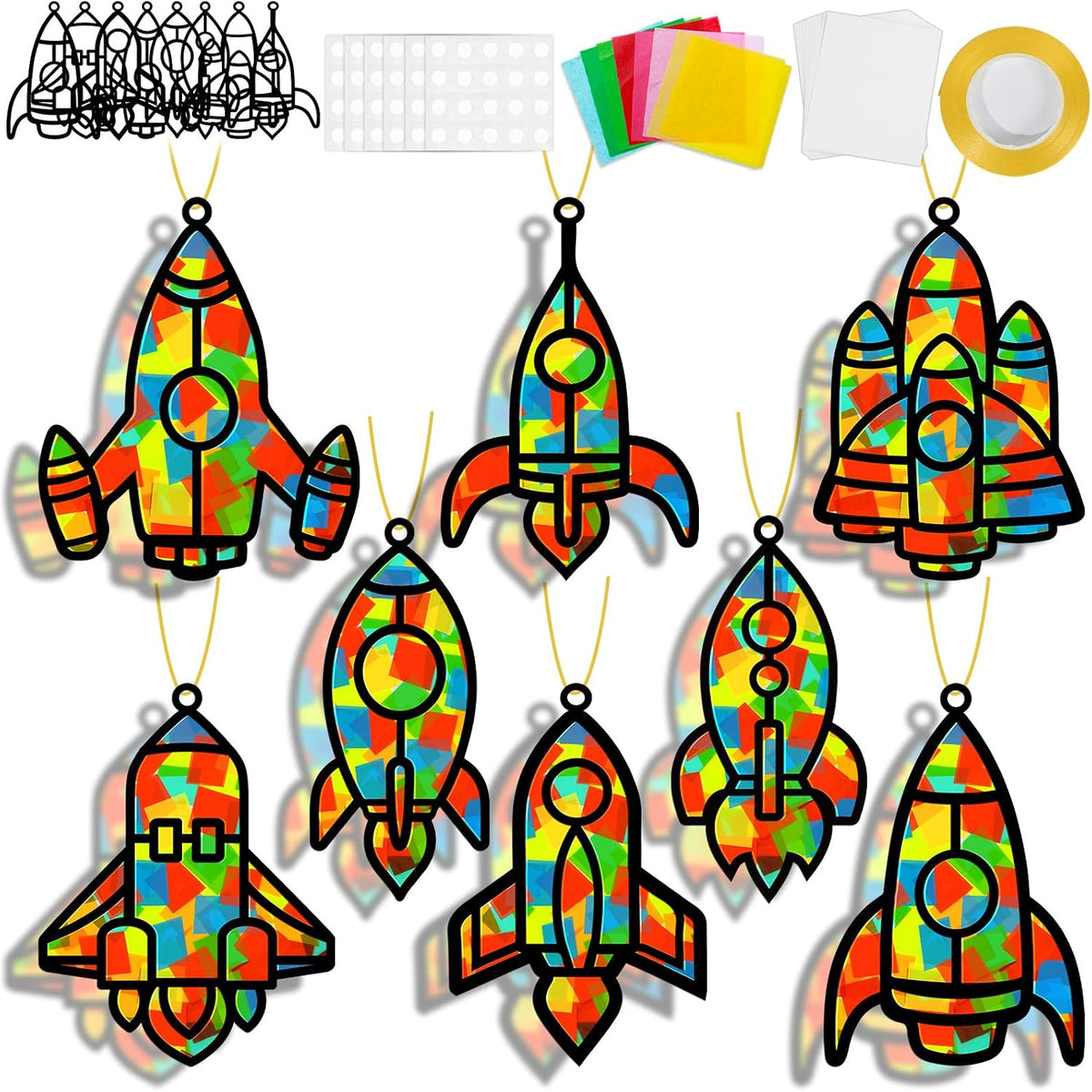 QOUBAI 32 Sets Halloween Bats Suncatchers Craft Kit DIY Window - Rocket