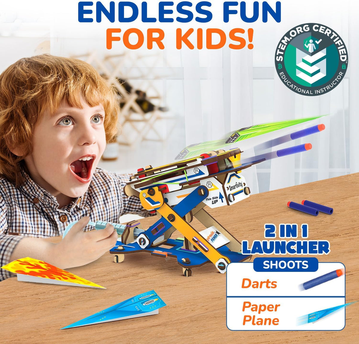 Smartivity 2in1 Hydraulic Aeroplane & Dart Launcher STEM Kit Ages 6-14 – Fun for Kids & Family - Hydraulic Plane Launcher - image 2