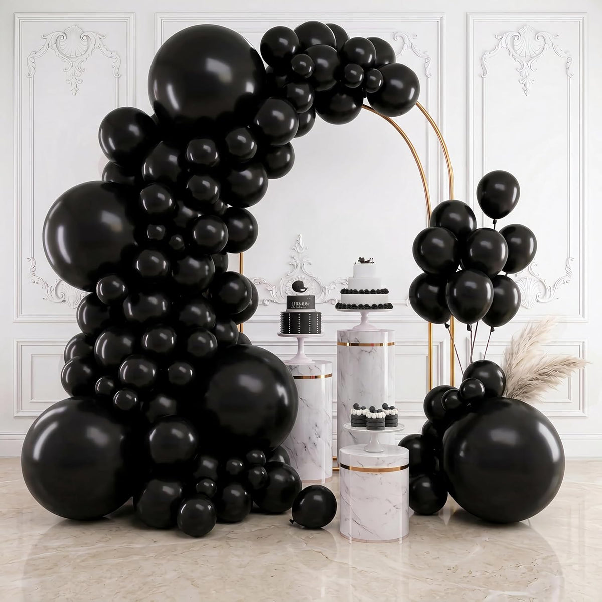 RUBFAC Balloons Black Balloon Arch for Black Birthday Decorations - Black