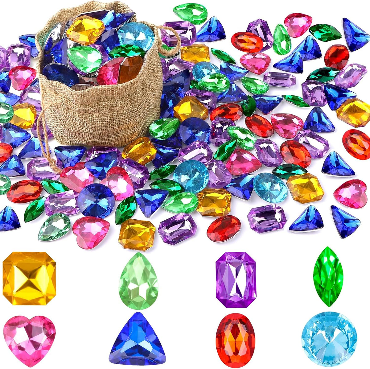 180 PCS Pirate Treasure Gem Toys Fake Acrylic Diamonds - Pirate Gems