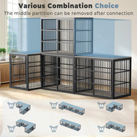 Lyromix 48'' XXL Dog Crate Furniture with 3 Doors for Large Dogs – Essentials for Dogs - Ancient gray / 47.2"L x 29.1"W x 37.6"H - image 3