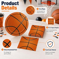 40 Pcs Basketball Plates and Napkins Set - Basketball - image 4