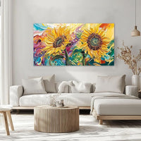 Large Sunflower Wall Art Canvas Living Room Floral Flower Pictures Framed Prints Oversize Wall Decor Painting for Bedroom Dining Office Home 60"x30"