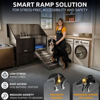 Professional Dog Washing Station 304 Stainless Steel Pets Grooming Tub – Essentials for Dogs - Black, Right Ramp, 1 Drawer / 50 Inches - image 3