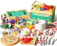 130Pcs Kitchen Playset, Toddler Pretend Cooking Play Pots, Pans - White / 80 Pcs