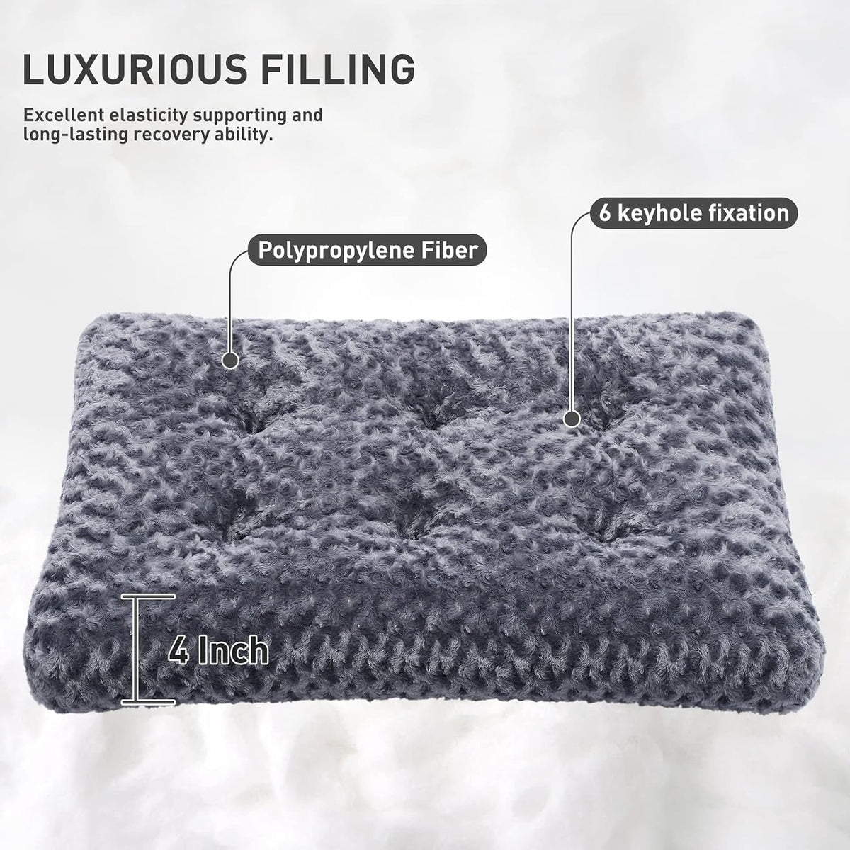 KSIIA Washable Dog Bed Medium Size Dog Crate Bed Plush Pet Mat - Dark Grey / 47.0"L x 29.0"W x 4.0"Th - image 2