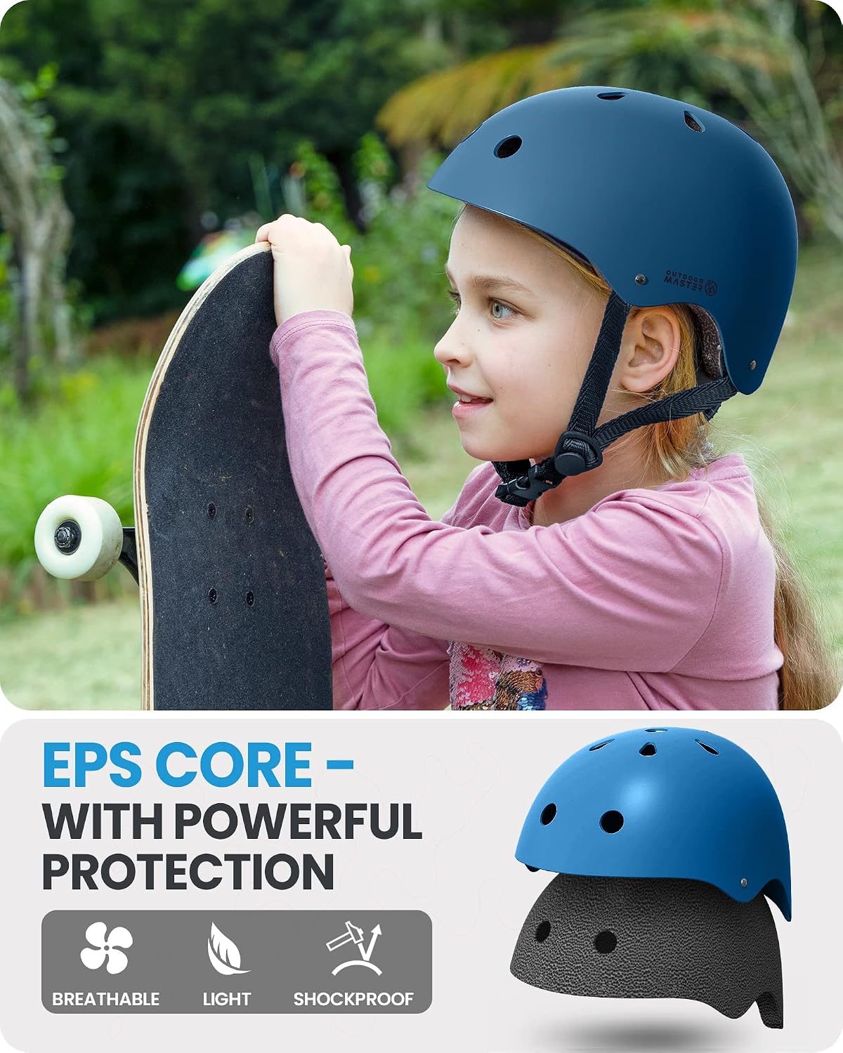 OutdoorMaster Kids Bike Helmet, Adjustable for Cycling & Skating – Fun for Kids & Family - Matte Navy / Small: 18.9-20.5 in. / 48-52 cm - image 2
