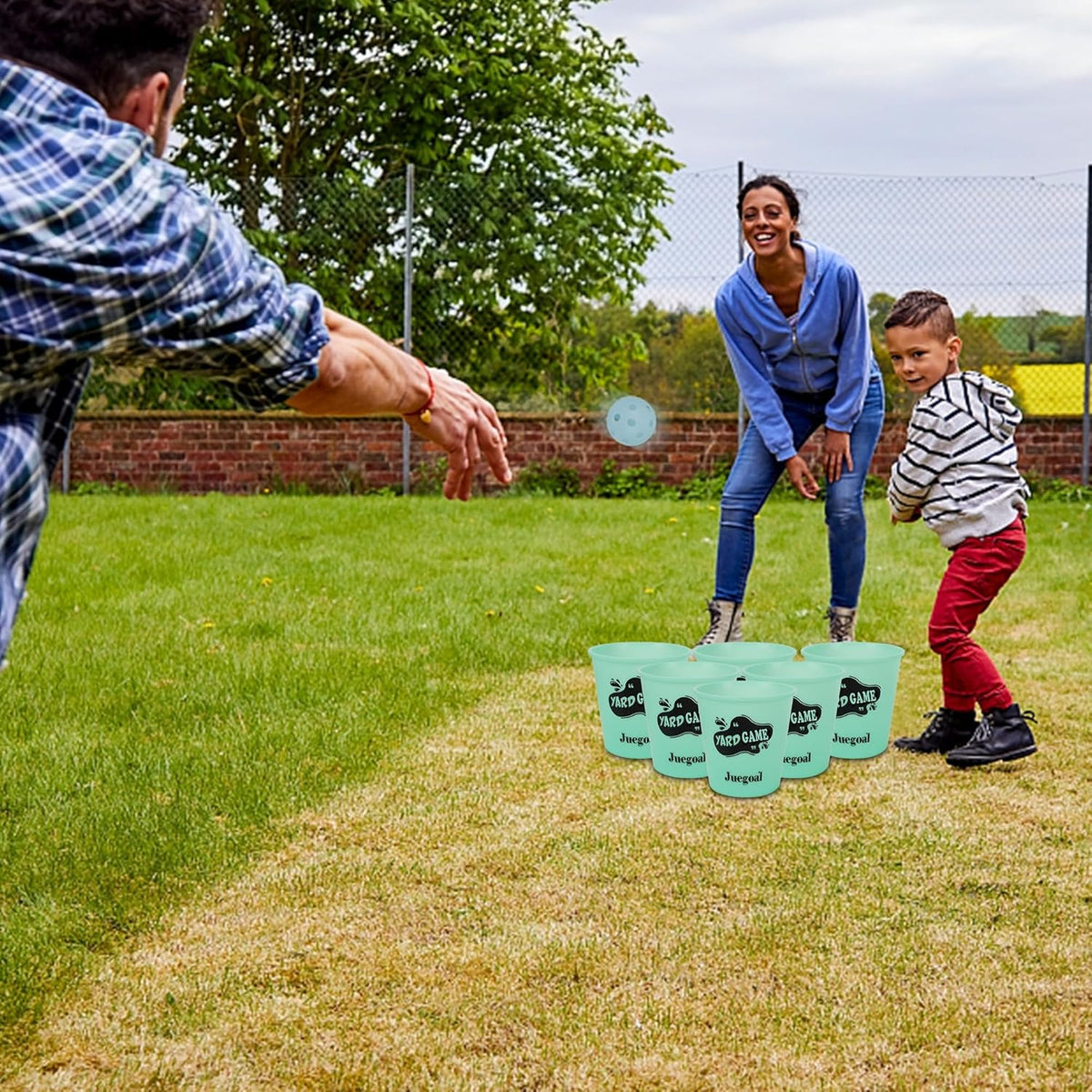 Juegoal giant yard pong game set with glow in the dark buckets, balls and black carry bag - view 5