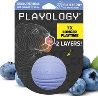 Playology Durable Large Dual Layer Dog Ball, Peanut Butter Scent - Medium / Blueberry