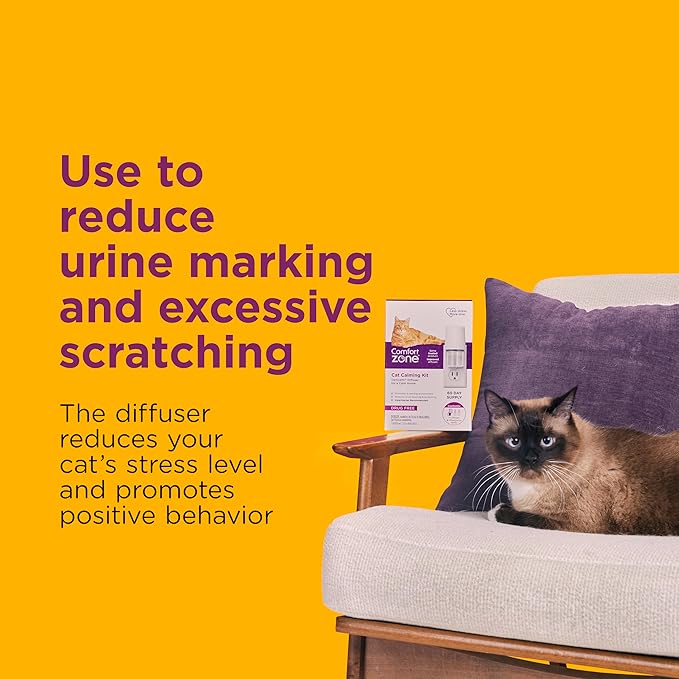 Comfort Zone 60 Day Starter Kit; 1 Multicat Diffuser & 2 Refills; Cat Calming Pheromone; Reduce Stress, Aggression, Fighting, Urine Marking, Scratching