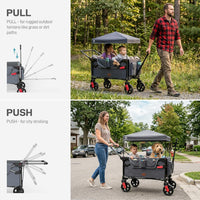 EVER ADVANCED Wagon Stroller for 2 Kids - Dark Grey / Folded Size: 27.5" x 9" x 16" - image 4