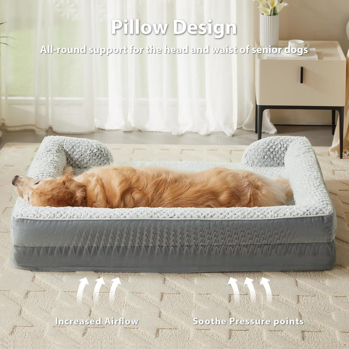 Washable Orthopedic Dog Bed - Grey / 45"L x 36"W x 7"TH - image 3