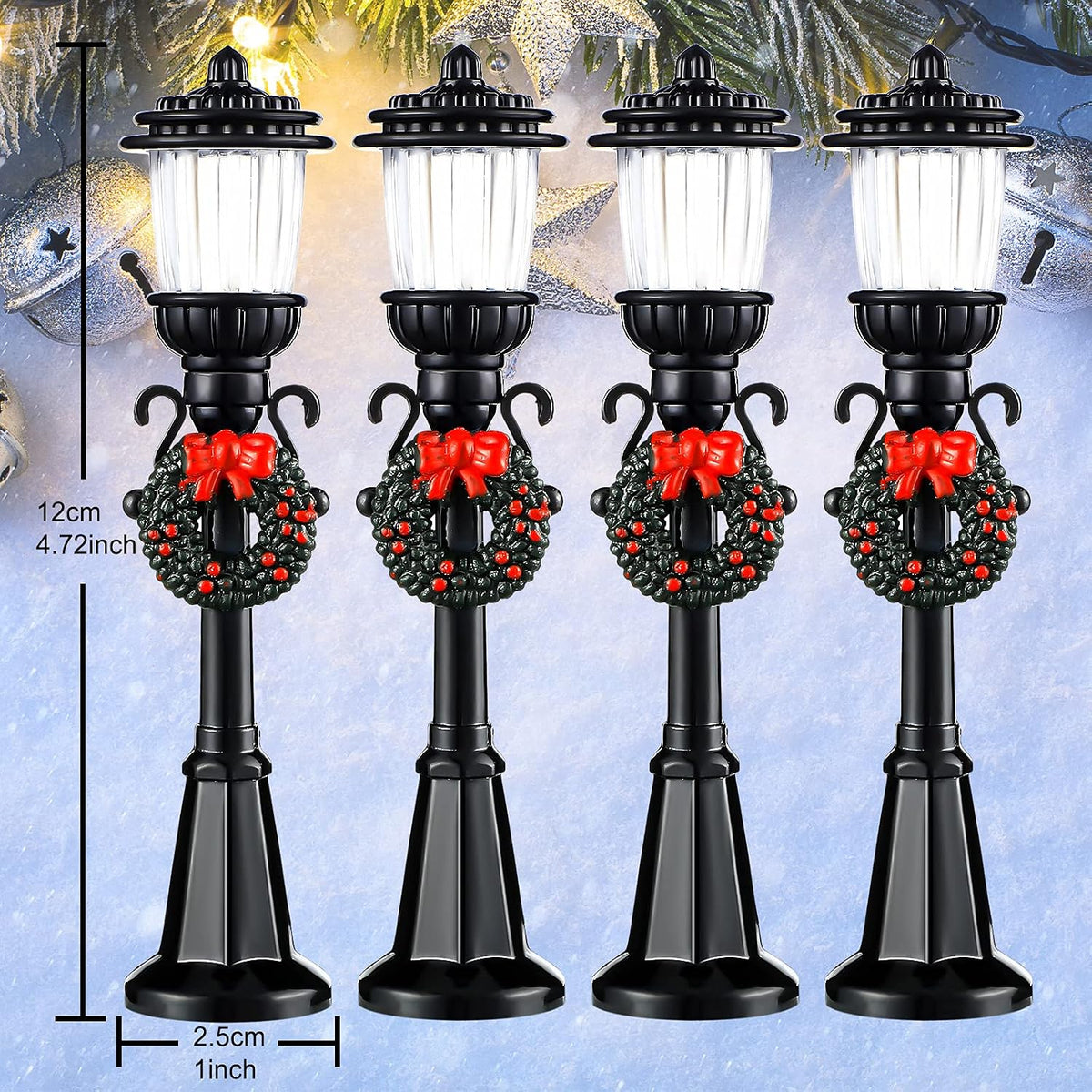 Mudder 12 Pcs Christmas Miniature Village Lamp Post Light - Fresh / 4 - image 3