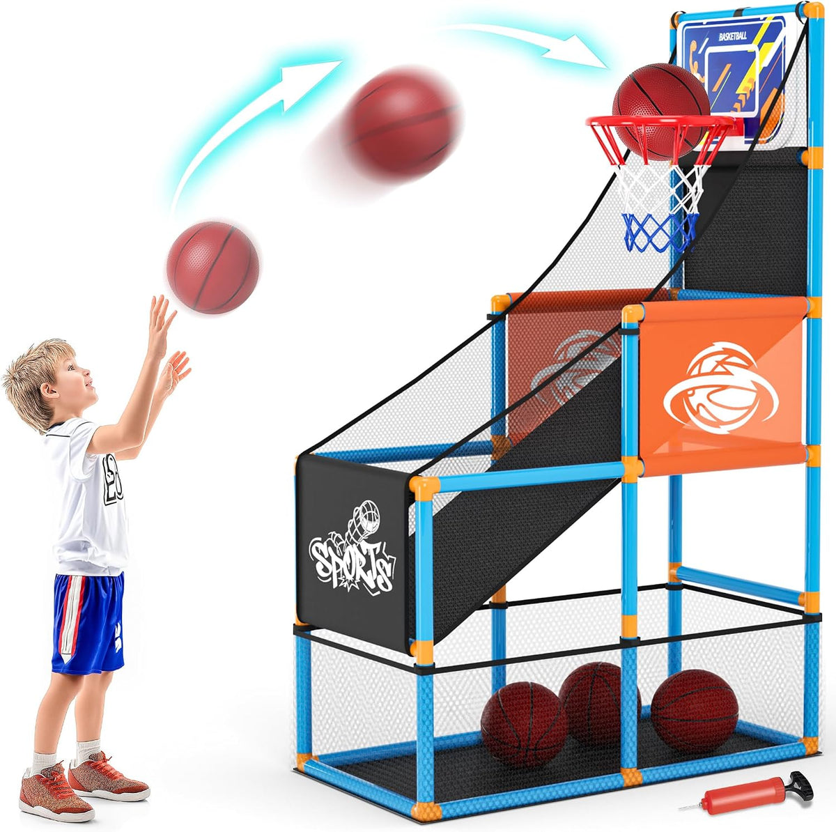 Arcade Basketball Game Set Boy Toys Indoor Outdoor Kids Basketball - Blue