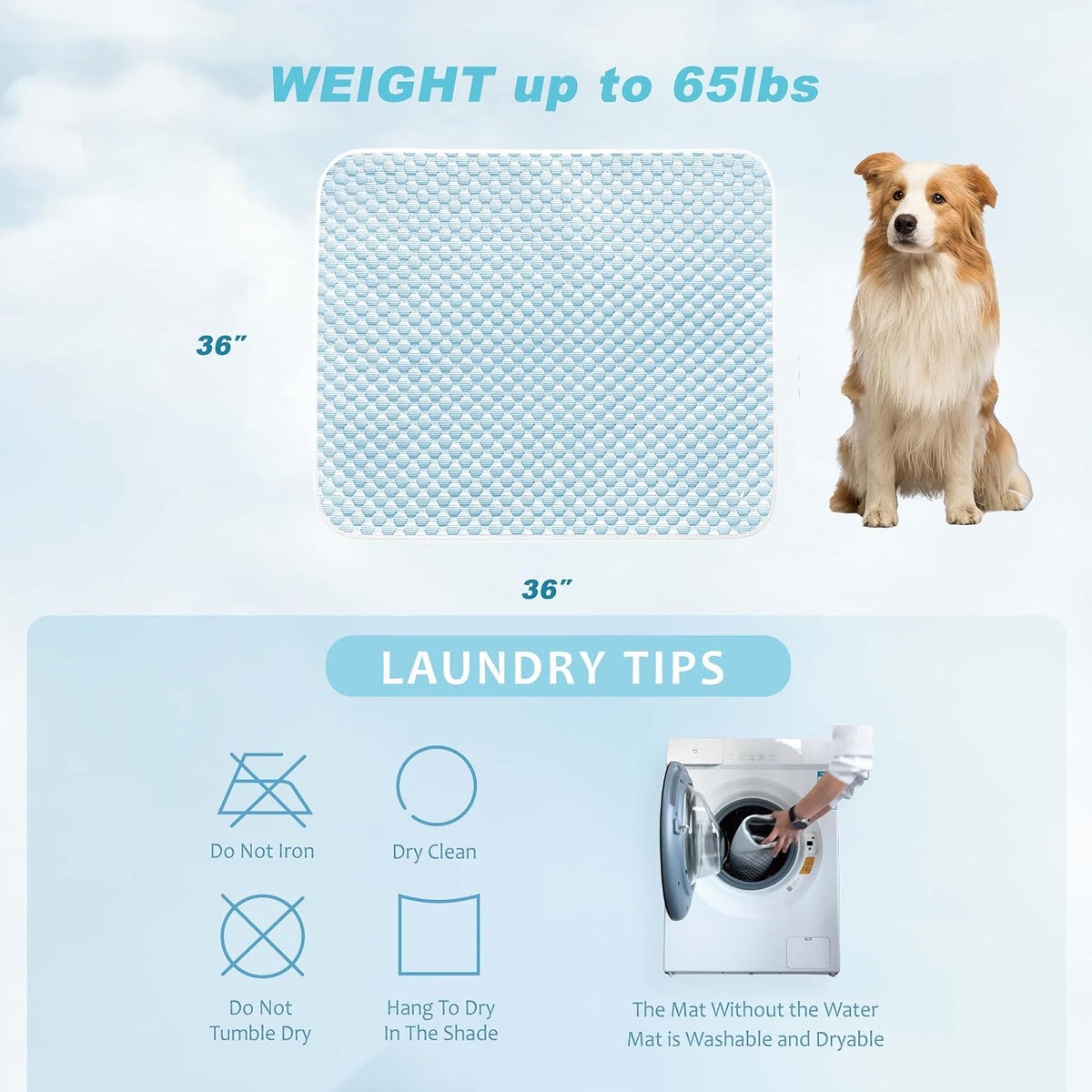 MICROCOSMOS Dog Sleeping Pad & Pet Cooling Mat - 36" x 36" / BlueWhite - image 4