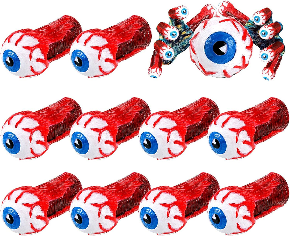 Sumind 10 pack of vinyl Halloween eyeball finger puppets with vivid veins, adult size