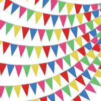 RUBFAC 170ft 120pcs Red White Striped Pennant Banner – Fun for Kids & Family - Multi Color / 1700ft