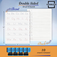 Scribbledo Alphabet Tracing Whiteboard, Dry Erase Lapboard 9x12 – Fun for Kids & Family - Set of 10 Boards & Erasers - image 2