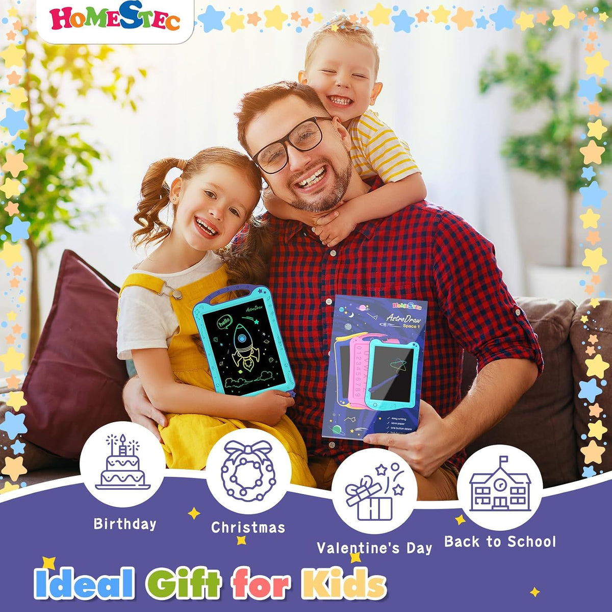 Astrodraw Drawing Pad, LCD Writing Tablet for Kids - Aqua/Purple - image 2