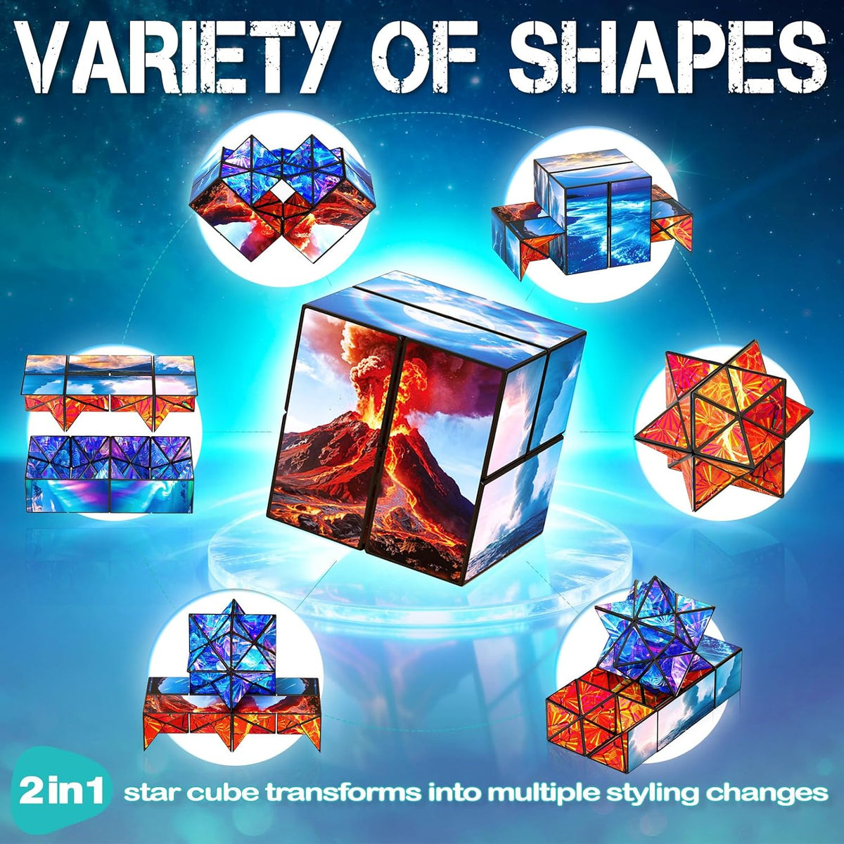 Euclidean Cube Fidget Toys for Kids 2 in 1 Star Cube Magic Cube - Nature - image 2