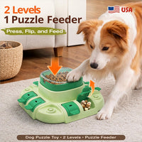 2 Levels Dog Puzzle Toy, Interactive Slow Feeder & Treat Dispenser – Essentials for Dogs - Soft green / Bistro - image 2