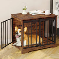 Hzuaneri 77.6 in Double Dog Crate Furniture - Rustic Brown / 31.9"L x 21.7"W x 26.6"H