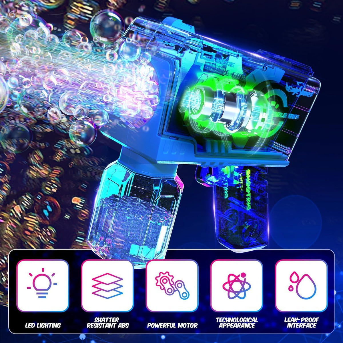 EagleStone Bubble Machine Guns 2 Packs with 2 Solutions 20 Concentrate – Fun for Kids & Family - Blue,purple - image 3