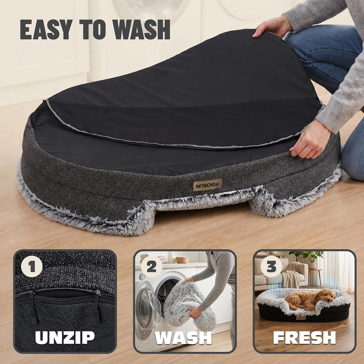 Miorun Fluffy Orthopedic Dog Beds Large Sized Dog - Gray / L(43", UP to 90lbs) - image 3