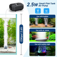 hygger Aquarium Air Pump, Ultra Quiet Oxygen Aerator with Air Stone Airline Tubing Check Valve - Small - image 3