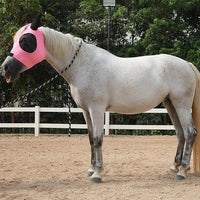 Horse Fly Mask with Ears - Large Eye Space for Full Vision, Breathable Stretch Comfort Fit, UV Protection, Forelock Opening, Easy Pull-On Pink Full