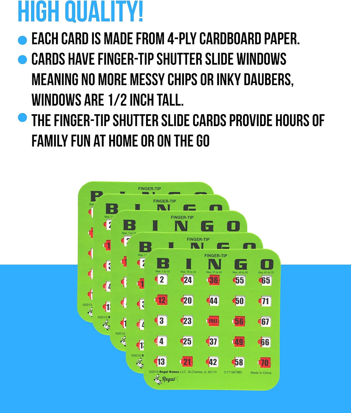 Regal Bingo Bulk Bingo Cards with Sliding Windows - Green / 25 Cards - image 4