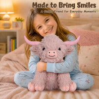 Wepop 5lbs Highland Cow Weighted Stuffed Animals 22in Giant Highland - Highland Cow-pinkz - image 2