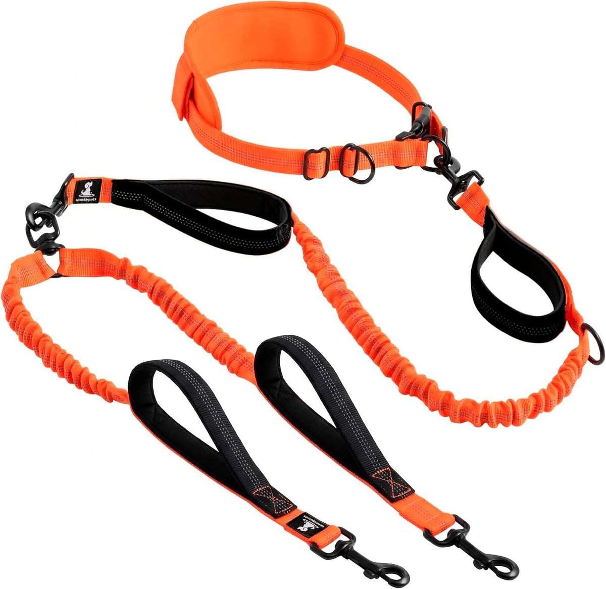 Active Pack Hands Free 2 Dogs Leash Medium & Large - Orange / 2 dogs M/L