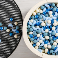 GOGOSO Ball Pit Balls Stars Moon Shapes Plastic Pitballs for Child - 50 balls / Pearl Blue+cream Blue+white - image 4
