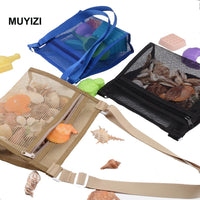 MUYIZI Mesh Beach Bag for Shells Collecting 3 Pack - Black+Deep Blue+Brown - image 2
