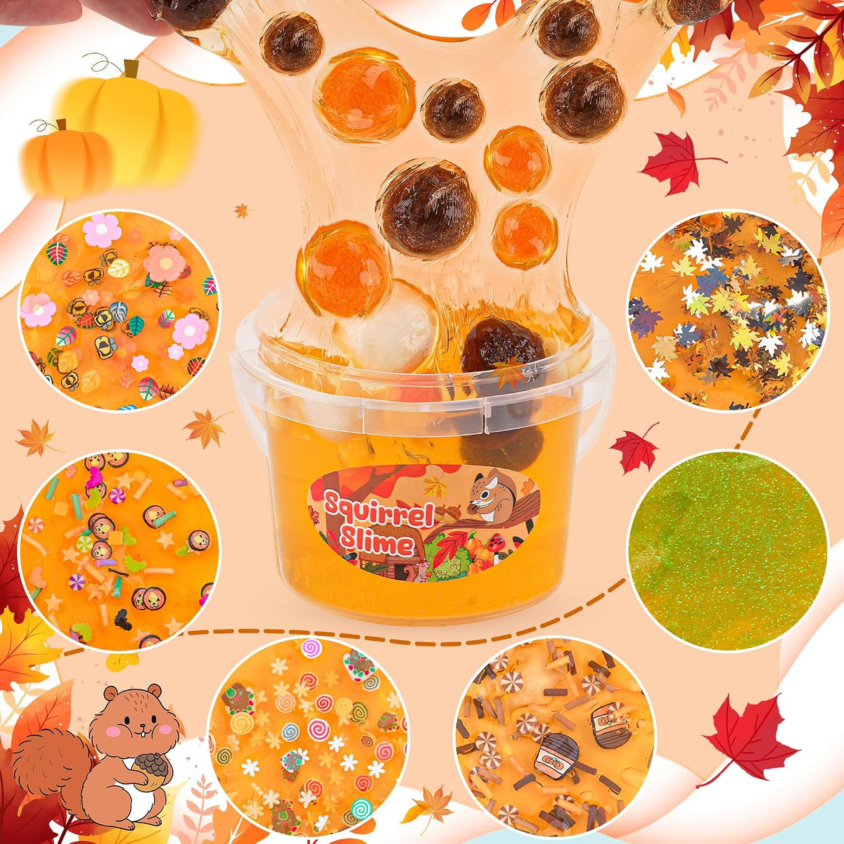 Astronaut Galaxy Slime for Kids, Big Slime Bucket with Clay - Orange Slime - image 2
