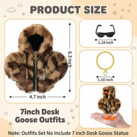 7inch Desk Goose Outfits, Mini Desktop Goose Clothes with Sunglasses & Necklaces, Brown Leopard - A Leopard / 7 Inch - image 2