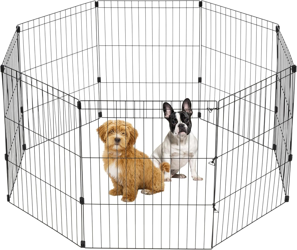 IRIS USA 8-Panel Exercise Pen, Heavy Duty - 30"H / Black