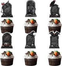 Zhuoweism Halloween horror Happy Birthday glitter cake topper on bamboo stick - view 10
