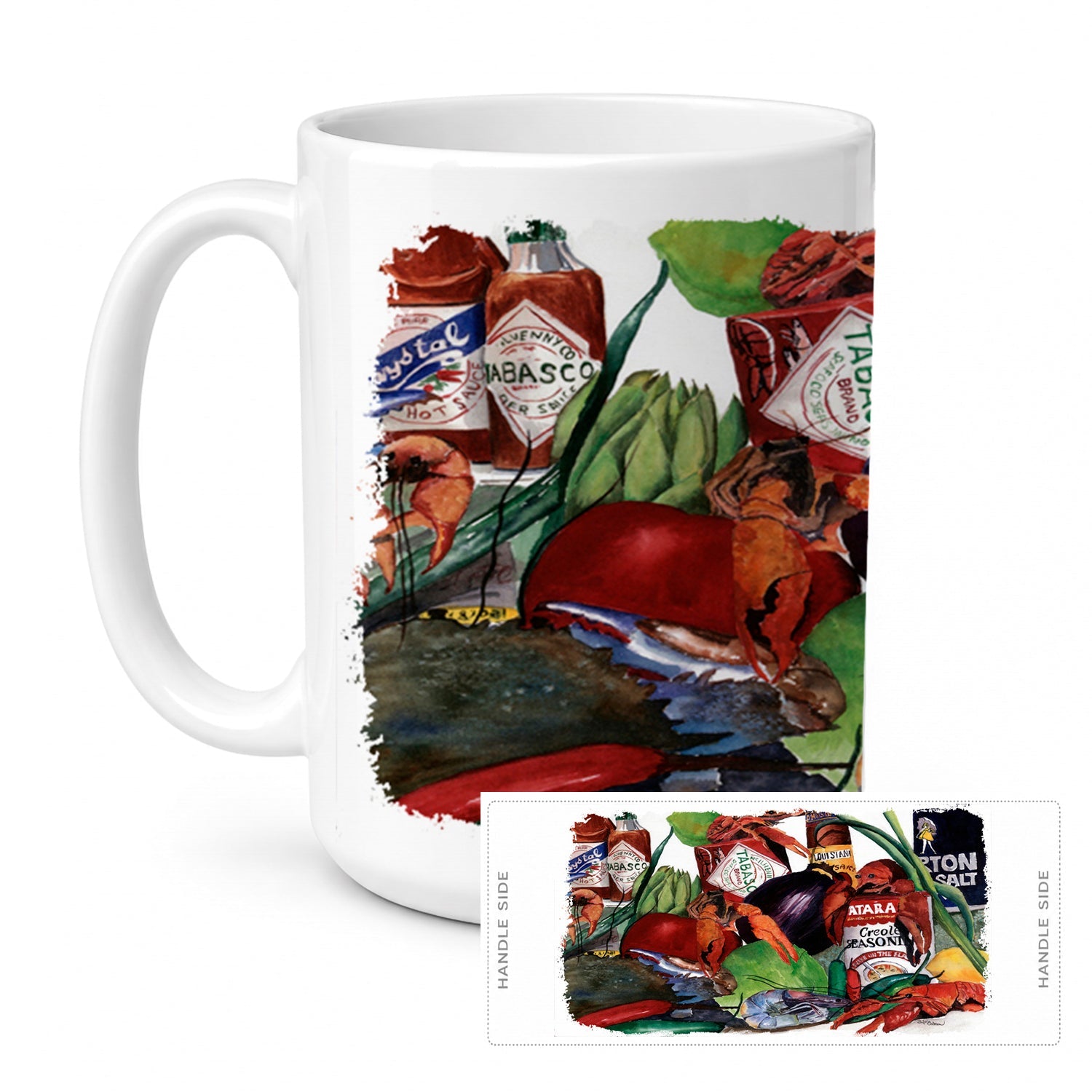 Louisiana Spices Ceramic Coffee Mug 15 oz Decorative Large C Handle Mug Cup for Tea, Cocoa Hot Chocolate