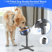 Dog Bowls Elevated Adjustable Stand - Dog Bowl Stand 1 Pack Grey - image 2