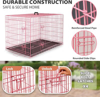 BestPet | Dog Crate | 24" | Pink | Foldable Metal Kennel with Double Doors, Secure Slide-Bolt Latches, Leakproof Tray | Portable Dog Cage for Small Breeds | for Travel, Indoor & Outdoor Use