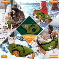 Winter Dog Coat with Harness Built in Waterproof Dog Jackets Warm Pet - Green / 4XL(Suggest 30-45 lbs) - image 4