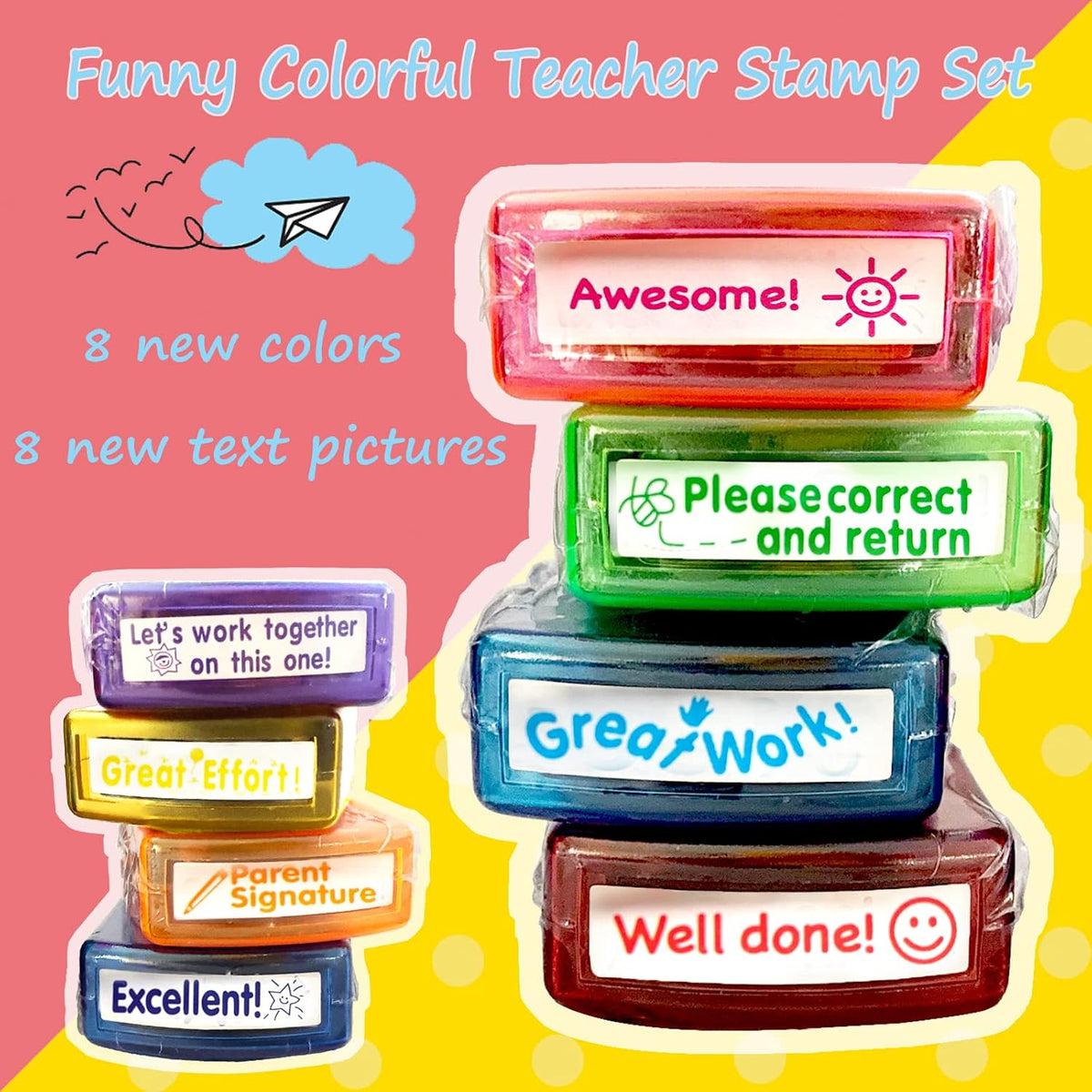 Teacher Stamps for Grading Classroom - Rainbow - image 2