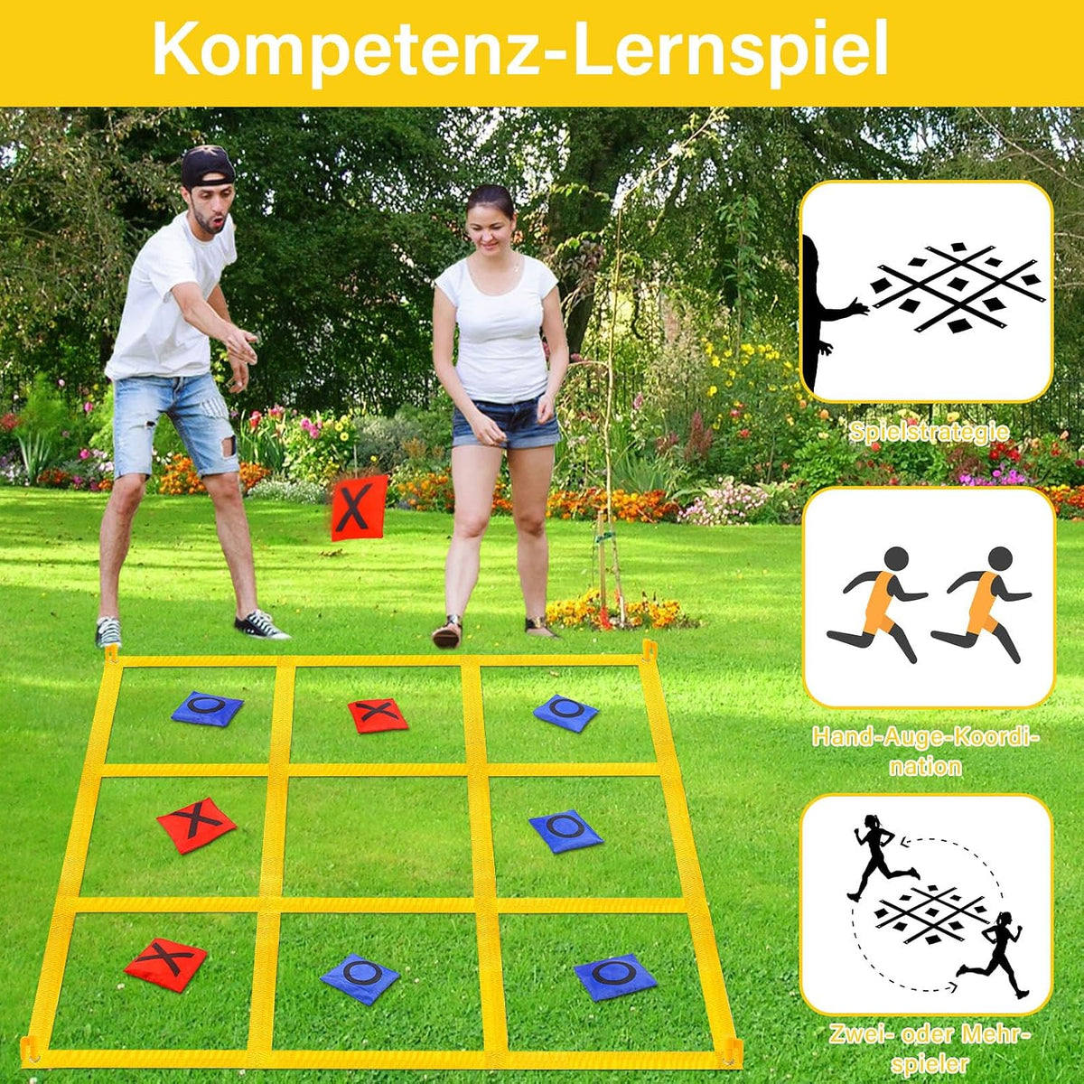 Giant Tic Tac Toe Outdoor Games for Kids Adults Family - Yellow - image 4