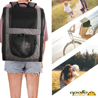 Apollo Walker Pet Carrier Backpack for 4-15lb Cats and Dogs, Puppies, Safety Features and Cushion Back Support | for Travel, Hiking, Outdoor Use (Gray)