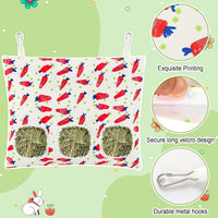 UPINS 2 Pack Guinea Pig Hay Feeder Bag - 34 x 28 cm / Red Green - image 3