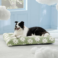 LE SURE Cute Aesthetic Dog Bed for Crate - 36.0"L x 27.0"W x 4.0"Th / Green Checkered - image 2