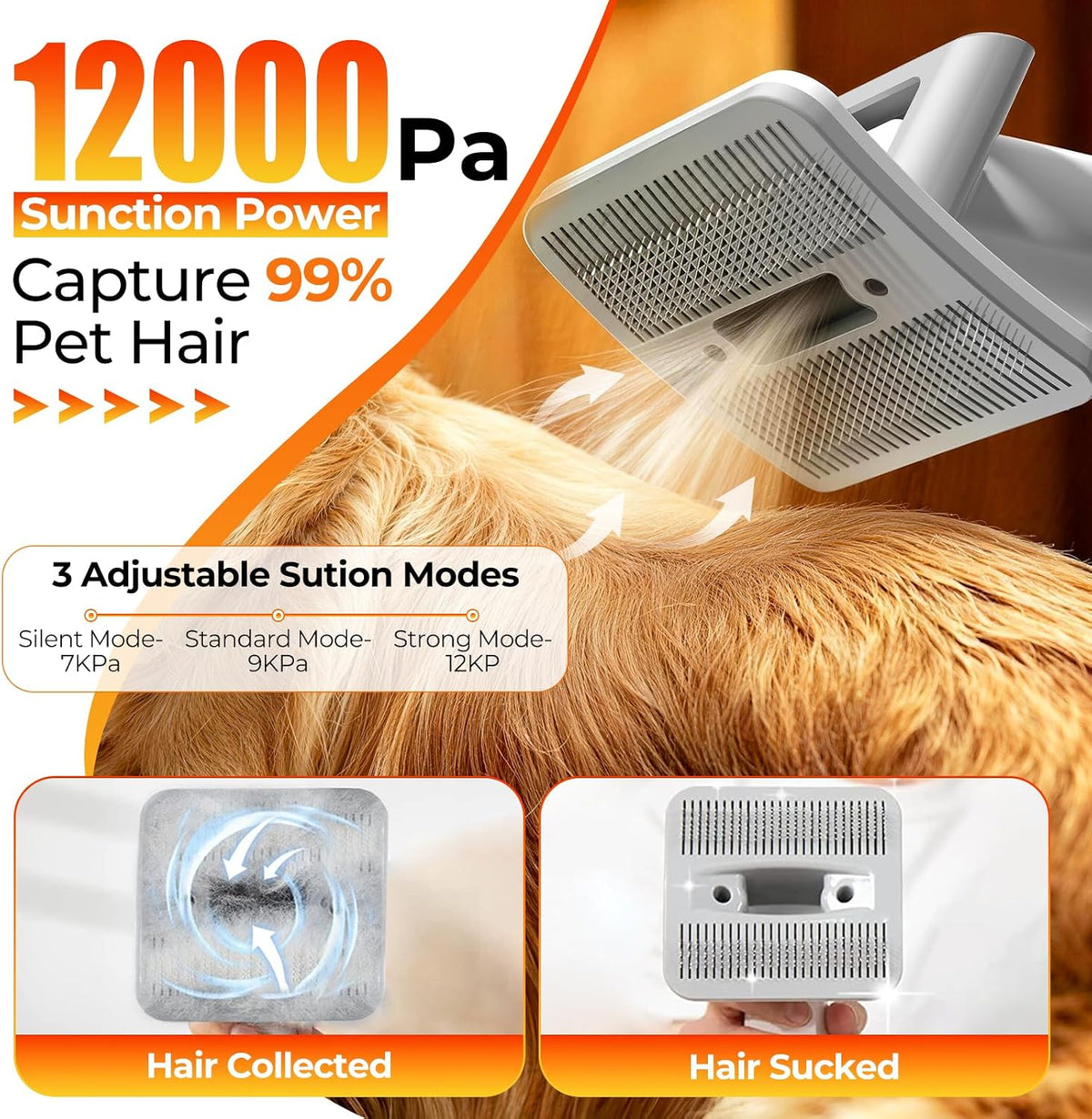 Dog Grooming Vacuum Kit with Clippers, 12000Pa Strong Suction - Milk White - image 3