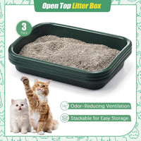 Uiifan 3Pcs Low Entry Cat Litter Box - Dark Green / 17 x 12 x 3.1 - image 3